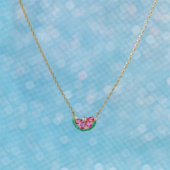 Watermelon Pendant 18K Gold Plated Brass Necklace - Picture 2 of 7